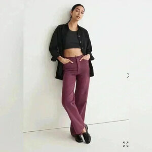 Madewell Wide-Leg Pants in Wine Plum